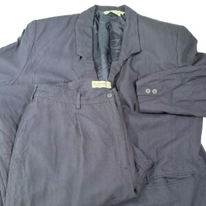 Elisabeth Liz Claiborne 14/16 Navy Blue Pant Suit Set Blazer Trousers Workwear